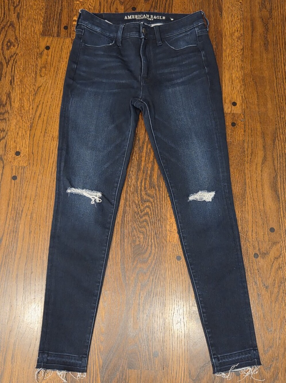 American Eagle Outfitters Dark Blue Distressed  HIi-Rise Jegging
